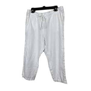 Pure Jill J. Jill 100% Linen Cropped Pant Size Large Womens White Pull On‎